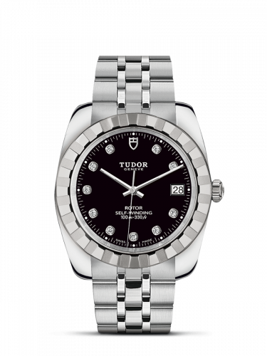 Remontoir à montres pour montre Tudor Classic Classic 38 Stainless Steel / Fluted / Noire-Diamond / Bracelet