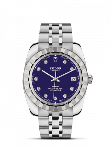 Remontoir à montres pour montre Tudor Classic Classic 38 Stainless Steel / Fluted / Bleu-Diamond / Bracelet