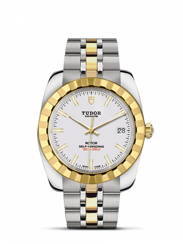 Remontoir à montres pour montre Tudor Classic Classic 38 Stainless Steel / Yellow Or / Fluted / Blanc / Bracelet