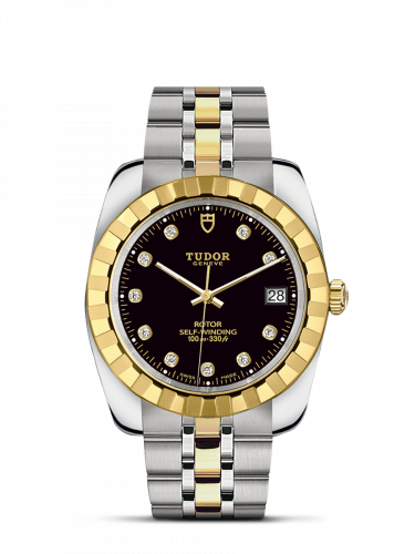 Remontoir à montres pour montre Tudor Classic Classic 38 Stainless Steel / Yellow Or / Fluted / Noire-Diamond / Bracelet