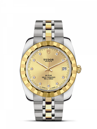 Remontoir à montres pour montre Tudor Classic Classic 38 Stainless Steel / Yellow Or / Fluted / Champagne-Diamond / Bracelet