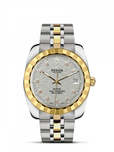 Remontoir à montres pour montre Tudor Classic Classic 38 Stainless Steel / Yellow Or / Fluted / Argent-Diamond / Bracelet
