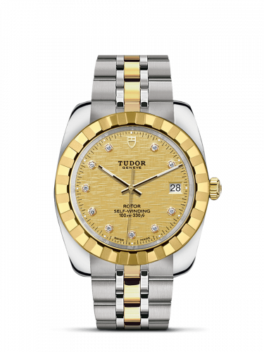 Remontoir à montres pour montre Tudor Classic Classic 38 Stainless Steel / Yellow Or / Fluted / Champagne-Diamond / Bracelet