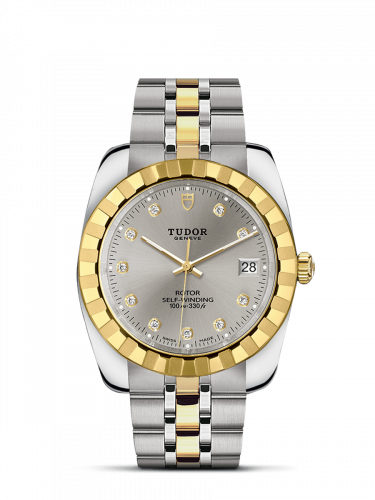 Remontoir à montres pour montre Tudor Classic Classic 38 Stainless Steel / Yellow Or / Fluted / Argent-Diamond / Bracelet