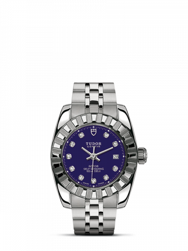 Remontoir à montres pour montre Tudor Classic Classic 28 Stainless Steel / Fluted / Bleu-Diamond / Bracelet