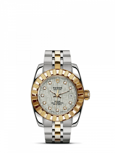 Remontoir à montres pour montre Tudor Classic Classic 28 Stainless Steel / Yellow Or / Fluted / Argent-Diamond / Bracelet