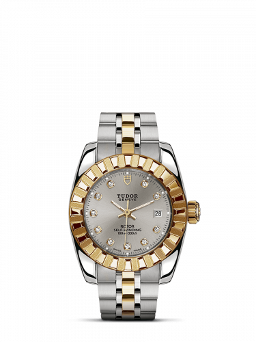 Remontoir à montres pour montre Tudor Classic Classic 28 Stainless Steel / Yellow Or / Fluted / Argent-Diamond / Bracelet
