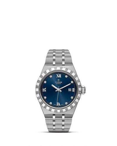 Remontoir à montres pour montre Tudor Royal Royal Date 28 Stainless Steel / Bleu - Diamond