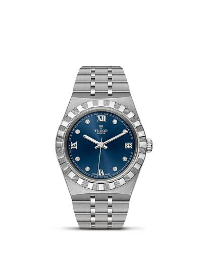 Remontoir à montres pour montre Tudor Royal Royal Date 34 Stainless Steel / Bleu - Diamond