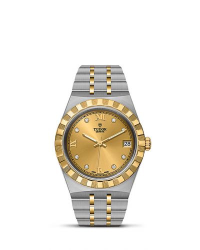 Remontoir à montres pour montre Tudor Royal Royal Date 34 Stainless Steel / Yellow Or / Champagne - Diamond