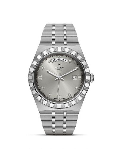 Remontoir à montres pour montre Tudor Royal Royal Day-Date 41 Stainless Steel / Argent - Diamond