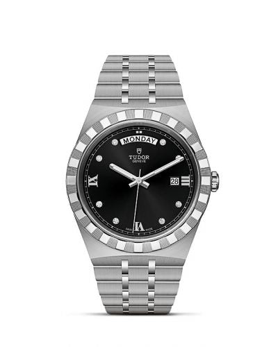 Remontoir à montres pour montre Tudor Royal Royal Day-Date 41 Stainless Steel / Noire - Diamond