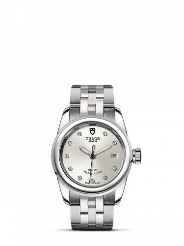 Remontoir à montres pour montre Tudor Glamour Glamour Date 26 Stainless Steel / Argent-Diamond / Bracelet