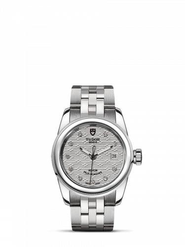 Remontoir à montres pour montre Tudor Glamour Glamour Date 26 Stainless Steel / Jacquard Argent-Diamond / Bracelet