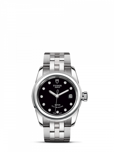 Remontoir à montres pour montre Tudor Glamour Glamour Date 26 Stainless Steel / Noire-Diamond / Bracelet