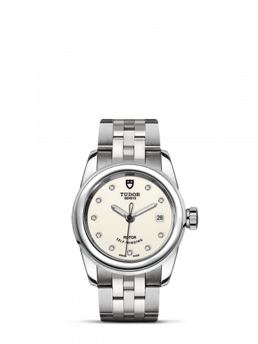 Remontoir à montres pour montre Tudor Glamour Glamour Date 26 Stainless Steel / Opaline-Diamond / Bracelet