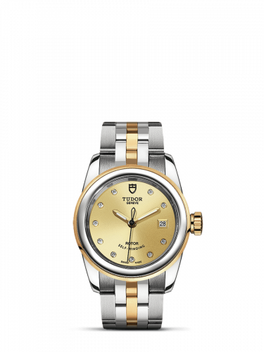 Remontoir à montres pour montre Tudor Glamour Glamour Date 26 Stainless Steel / Yellow Or / Champagne-Diamond / Bracelet