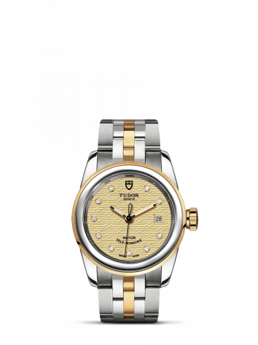 Remontoir à montres pour montre Tudor Glamour Glamour Date 26 Stainless Steel / Yellow Or / Jacquard Champagne-Diamond / Bracelet