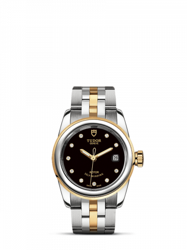 Remontoir à montres pour montre Tudor Glamour Glamour Date 26 Stainless Steel / Yellow Or / Noire-Diamond / Bracelet