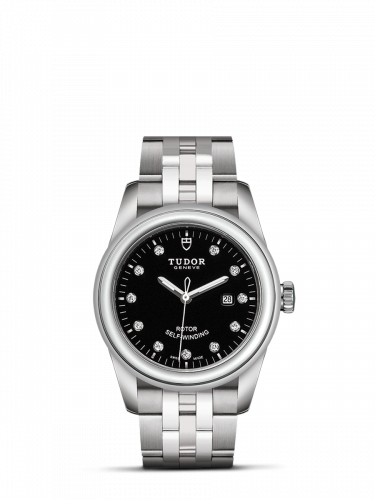 Remontoir à montres pour montre Tudor Glamour Glamour Date 31 Stainless Steel / Noire-Diamond / Bracelet