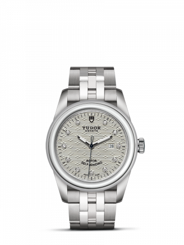 Remontoir à montres pour montre Tudor Glamour Glamour Date 31 Stainless Steel / Jacquard Argent-Diamond / Bracelet