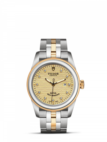 Remontoir à montres pour montre Tudor Glamour Glamour Date 31 Stainless Steel / Yellow Or / Jacquard Champagne-Diamond / Bracelet