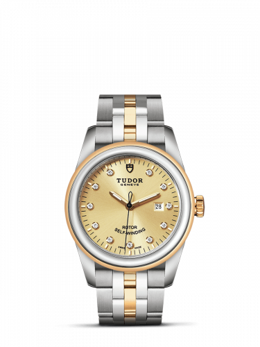 Remontoir à montres pour montre Tudor Glamour Glamour Date 31 Stainless Steel / Yellow Or / Champagne-Diamond / Bracelet