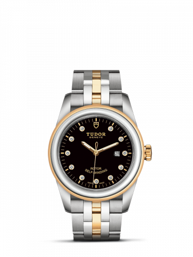Remontoir à montres pour montre Tudor Glamour Glamour Date 31 Stainless Steel / Yellow Or / Noire-Diamond / Bracelet