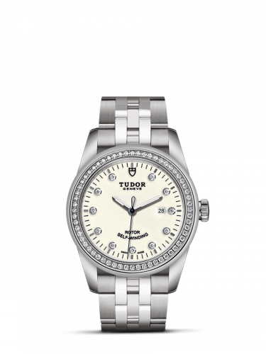 Remontoir à montres pour montre Tudor Glamour Glamour Date 31 Stainless Steel / Diamond / Opaline-Diamond / Bracelet