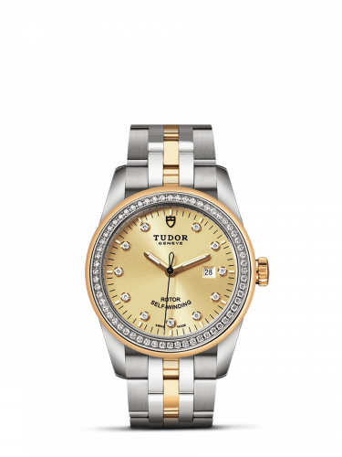 Remontoir à montres pour montre Tudor Glamour Glamour Date 31 Stainless Steel / Yellow Or / Diamond / Champagne-Diamond / Bracelet