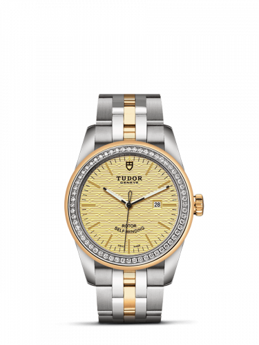 Remontoir à montres pour montre Tudor Glamour Glamour Date 31 Stainless Steel / Yellow Or / Diamond / Jacquard Champagne / Bracelet