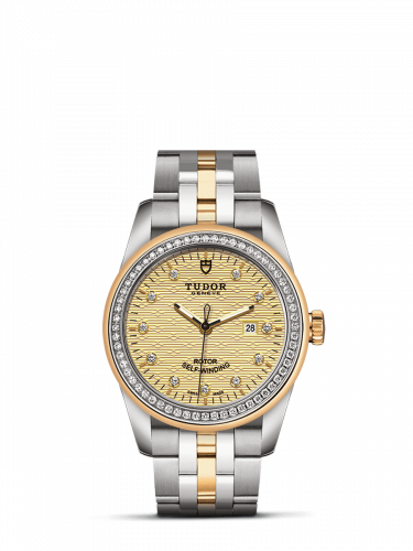 Remontoir à montres pour montre Tudor Glamour Glamour Date 31 Stainless Steel / Yellow Or / Diamond / Jacquard Champagne / Bracelet