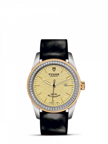 Remontoir à montres pour montre Tudor Glamour Glamour Date 31 Stainless Steel / Yellow Or / Diamond / Jacquard Champagne / Strap