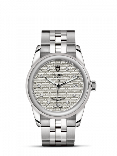Remontoir à montres pour montre Tudor Glamour Glamour Date 36 Stainless Steel / Jacquard Argent-Diamond / Bracelet