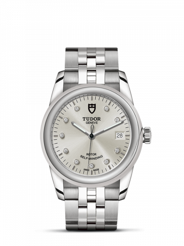 Remontoir à montres pour montre Tudor Glamour Glamour Date 36 Stainless Steel / Argent-Diamond / Bracelet