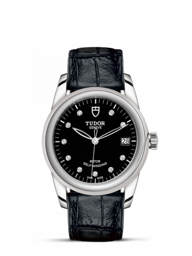 Remontoir à montres pour montre Tudor Glamour Glamour Date 36 Stainless Steel / Noire-Diamond / Strap
