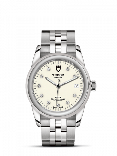 Remontoir à montres pour montre Tudor Glamour Glamour Date 36 Stainless Steel / Opaline-Diamond / Bracelet