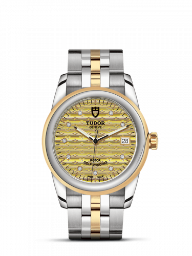 Remontoir à montres pour montre Tudor Glamour Glamour Date 36 Stainless Steel / Yellow Or / Jacquard Champagne-Diamond / Bracelet