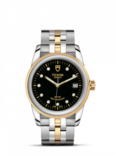 Remontoir à montres pour montre Tudor Glamour Glamour Date 36 Stainless Steel / Yellow Or / Noire-Diamond / Bracelet