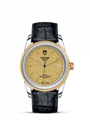 Remontoir à montres pour montre Tudor Glamour Glamour Date 36 Stainless Steel / Yellow Or / Jacquard Champagne / Strap
