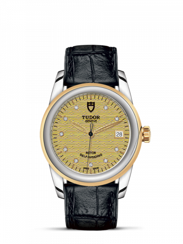 Remontoir à montres pour montre Tudor Glamour Glamour Date 36 Stainless Steel / Yellow Or / Jacquard Champagne-Diamond / Strap