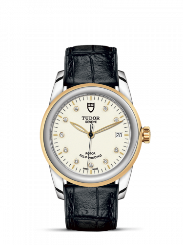 Remontoir à montres pour montre Tudor Glamour Glamour Date 36 Stainless Steel / Yellow Or / Opaline-Diamond / Strap