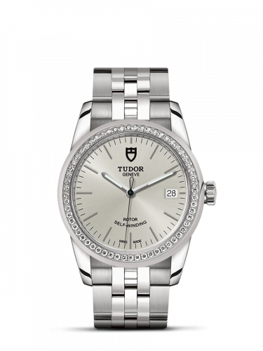 Remontoir à montres pour montre Tudor Glamour Glamour Date 36 Stainless Steel / Diamond / Argent / Bracelet