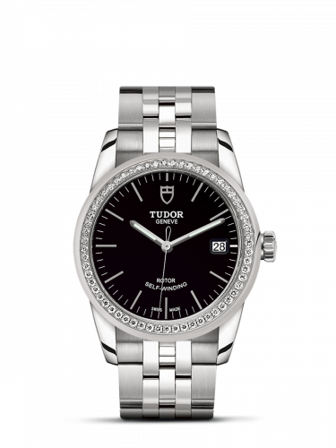 Remontoir à montres pour montre Tudor Glamour Glamour Date 36 Stainless Steel / Diamond / Noire / Bracelet