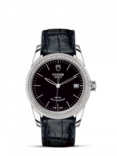 Remontoir à montres pour montre Tudor Glamour Glamour Date 36 Stainless Steel / Diamond / Noire / Strap