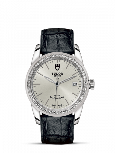 Remontoir à montres pour montre Tudor Glamour Glamour Date 36 Stainless Steel / Diamond / Argent / Strap