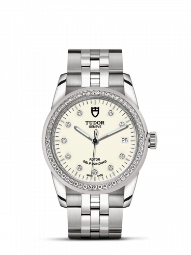 Remontoir à montres pour montre Tudor Glamour Glamour Date 36 Stainless Steel / Diamond / Opaline-Diamond / Bracelet
