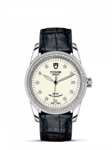 Remontoir à montres pour montre Tudor Glamour Glamour Date 36 Stainless Steel / Diamond / Opaline-Diamond / Strap