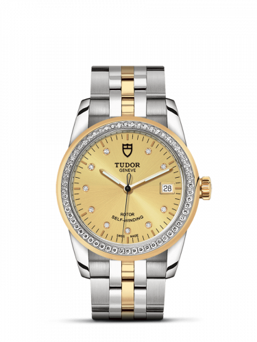 Remontoir à montres pour montre Tudor Glamour Glamour Date 36 Stainless Steel / Yellow Or / Diamond / Champagne-Diamond / Bracelet