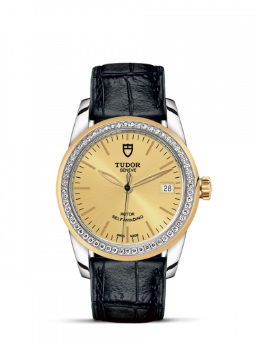 Remontoir à montres pour montre Tudor Glamour Glamour Date 36 Stainless Steel / Yellow Or / Diamond / Champagne / Strap
